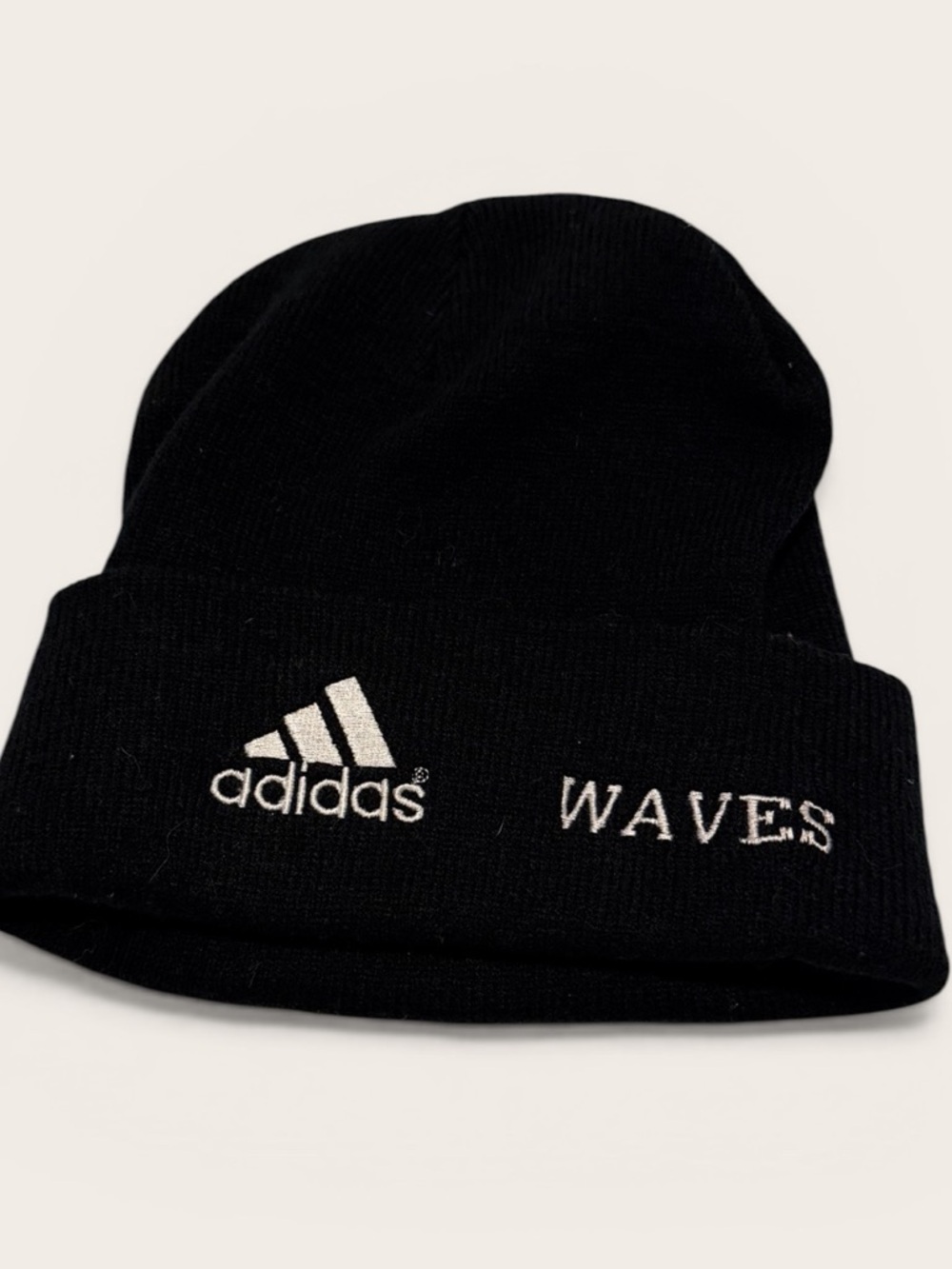 adidas Black Knit Beanie with White Logo Tag (002)